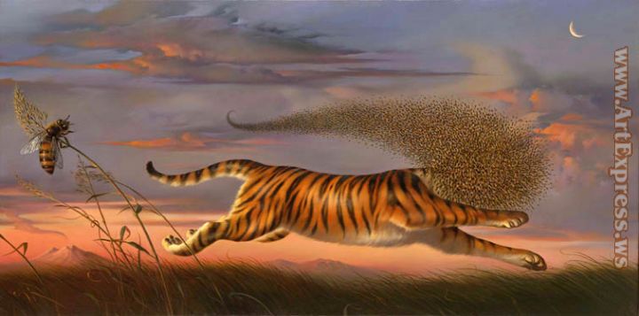 Vladimir Kush beeing a tiger